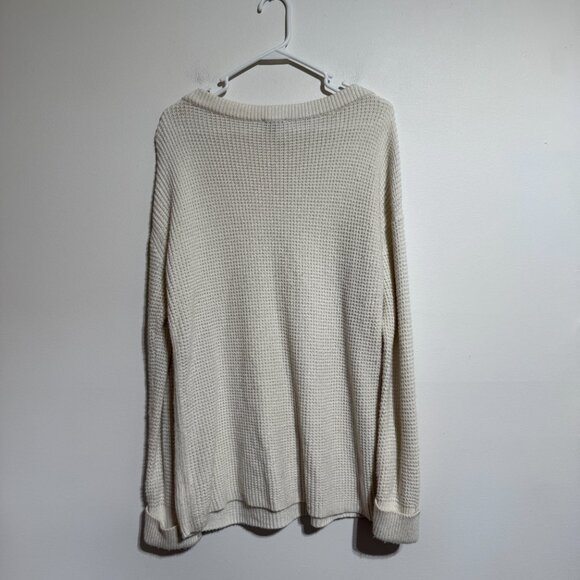 Talbots Cream Colored Waffle Knit Oversized Sweater, Large - Picture 5 of 5